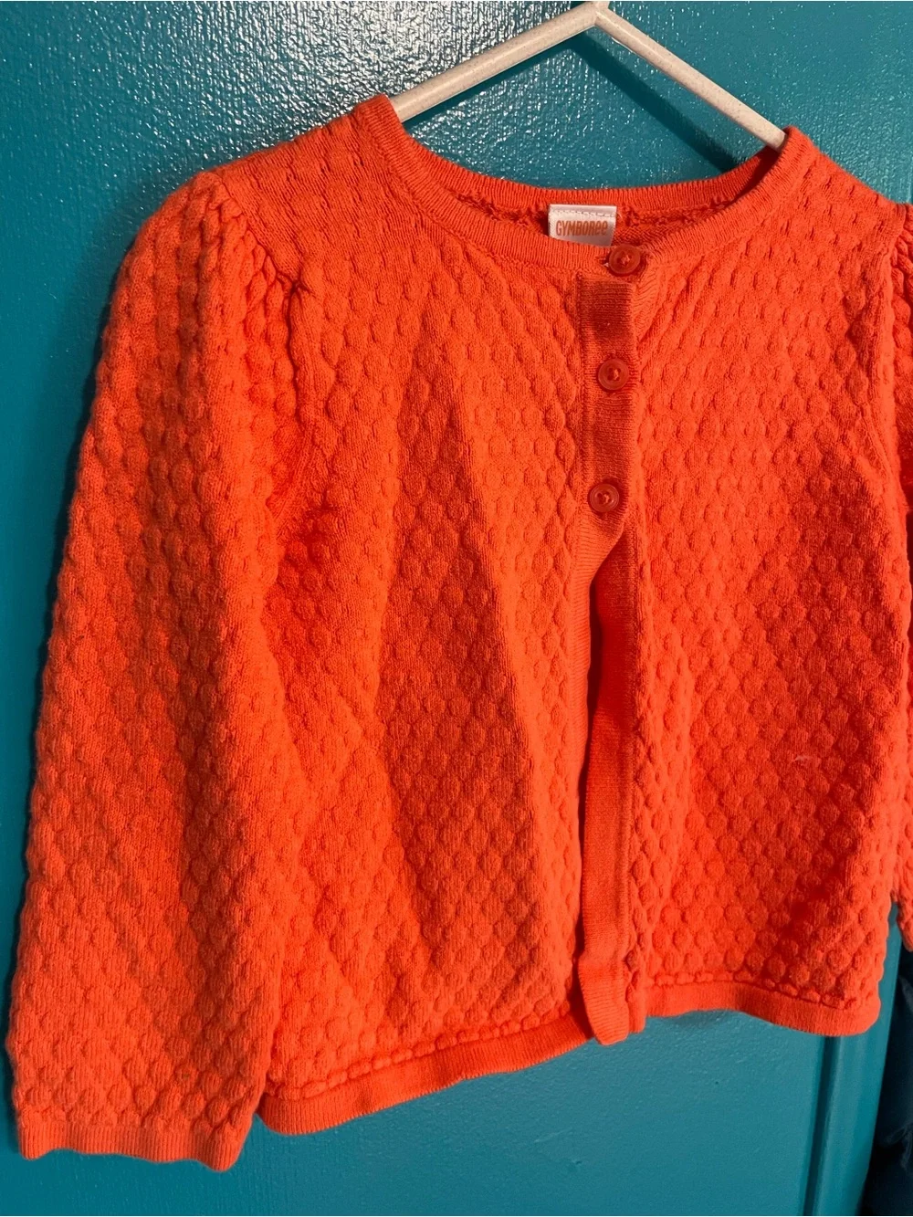 Gymboree Bright Orange Textured Knit Cardigan toddler 3T